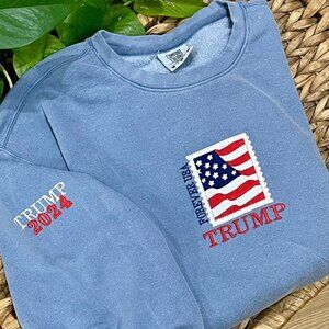 Embroidered Indigo Blue Comfort Colors Trump Crewneck